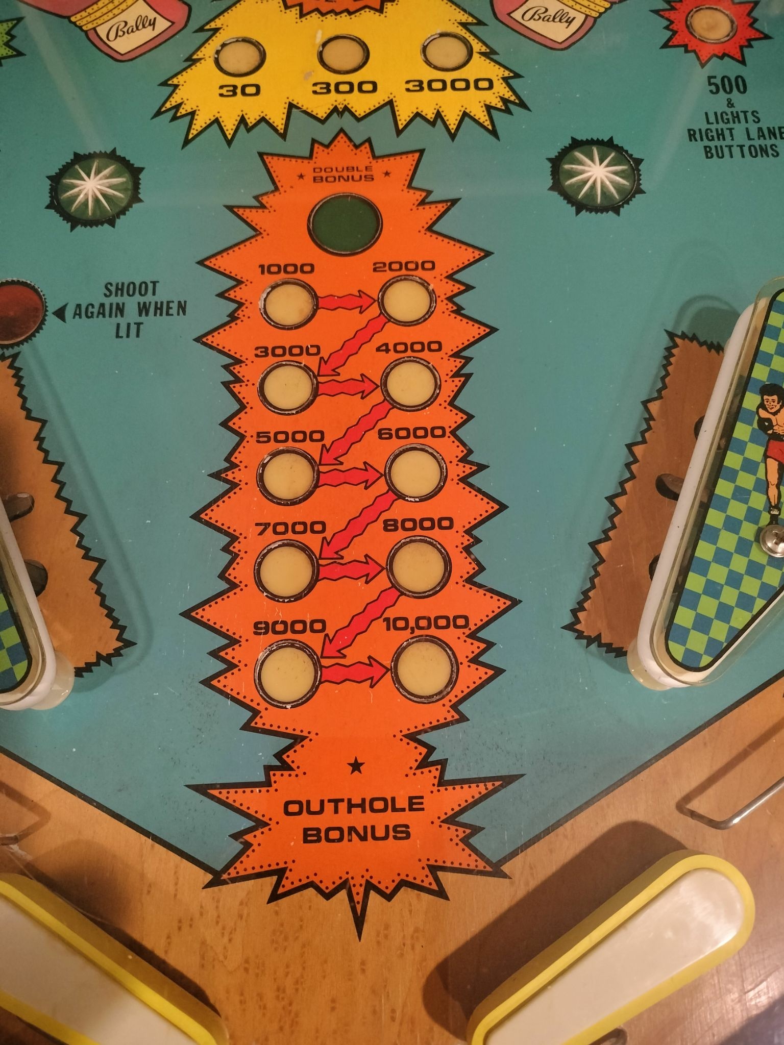 Bally knockout settings for outhole bonus EM Pinball Tech